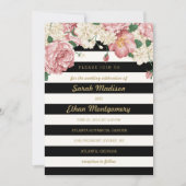 Floral Stripes Wedding Invitations Kaart (Voorkant)