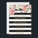 Floral Stripes Wedding Invitations Kaart<br><div class="desc">Overeenkomende objecten beschikbaar. Bezoek onze winkel bij BERRYBERRYSWEET.COM voor meer opties. 

 Ontwerp © Berry Berry Sweet Design</div>