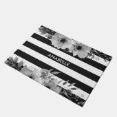 Floral Stripes, zwart en wit Deurmat (Schuin)