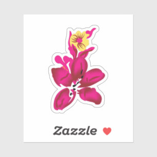 Floral Style, ArtyClick Crimson, Light Gold Sticker
