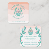 Floral Style Bakery Cupcake Logo Blush Pink Ombre Vierkante Visitekaartje (Voorkant / Achterkant)