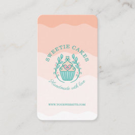 Floral Style Bakery Cupcake Logo Blush Pink Ombre Visitekaartje