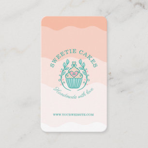 Floral Style Bakery Cupcake Logo Blush Pink Ombre Visitekaartje