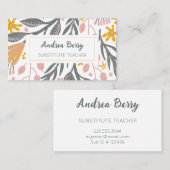 Floral Substitute leraar Visitekaartje (Voorkant / Achterkant)