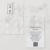 *~* Floral Subtle Flowers Neutral QR Logo Photo Bu Visitekaartje (Voorkant / Achterkant)