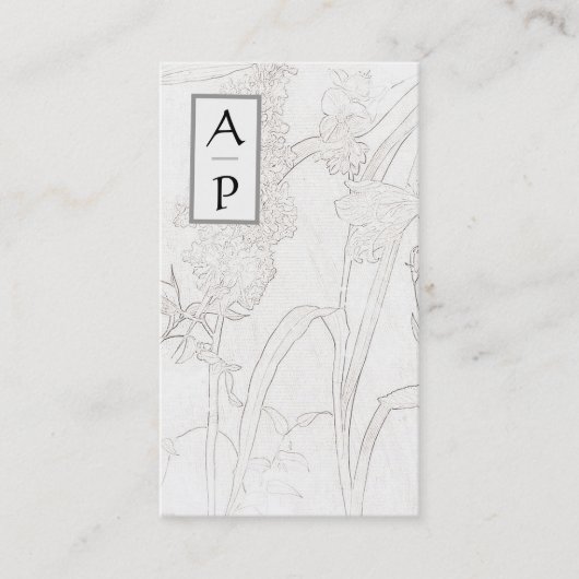 *~* Floral Subtle Flowers Neutral QR Logo Photo Bu Visitekaartje (Voorkant)
