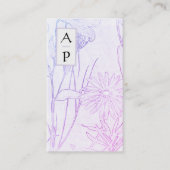 *~* Floral Subtle Flowers Neutral QR Photo Logo Bu Visitekaartje (Voorkant)
