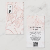 *~* Floral Subtle Flowers Roos Kleur QR Logo Foto Visitekaartje (Voorkant / Achterkant)