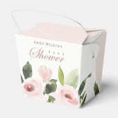 FLORAL SUBTLE SOFT BLUSH PINK ROSE BABY SHOWER BEDANKDOOSJES (Achterkant)