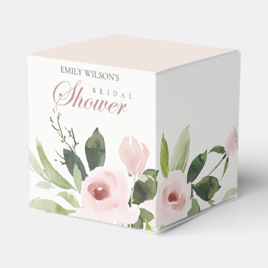 FLORAL SUBTLE SOFT BLUSH PINK ROSE VRIJGEZELLENFEE BEDANKDOOSJES (Achterkant)