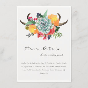 FLORAL SUCCULANT ANTLER BOHEMIAN WEDING DETAIL INFORMATIEKAARTJE