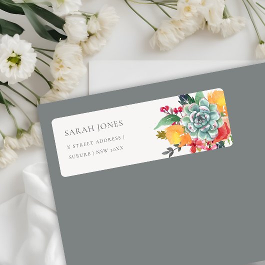 FLORAL SUCCULENT ANTLER BOHEMIAN ALLULUME ADDRESS ETIKET