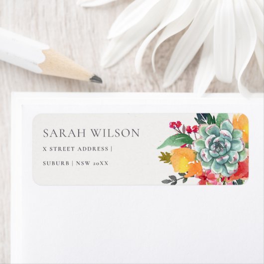 FLORAL SUCCULENT ANTLER BOHEMIAN ALLULUME ADDRESS ETIKET (Insitu)