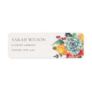 FLORAL SUCCULENT ANTLER BOHEMIAN ALLULUME ADDRESS ETIKET