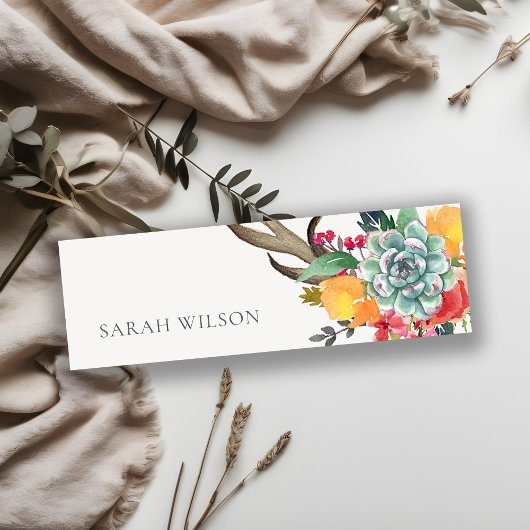FLORAL SUCCULENT ANTLER BOHEMIAN ALLULUME ADDRESS MINI VISITEKAARTJE