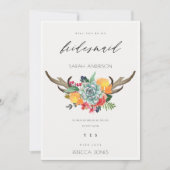 FLORAL SUCCULENT ANTLER BOHEMIAN ALLURE BRIDESMAID KAART (Voorkant)