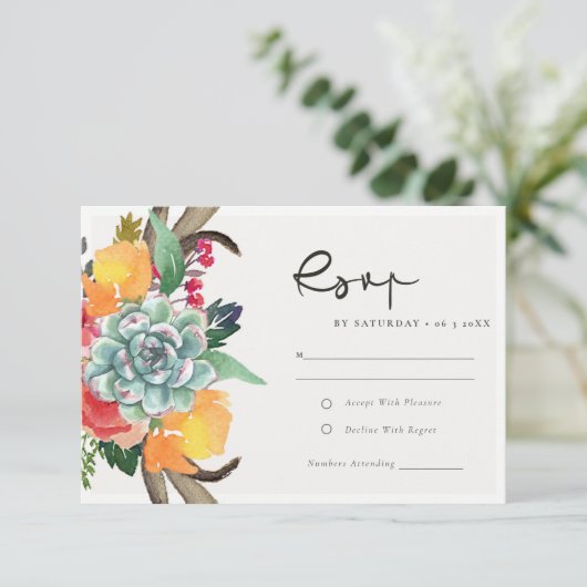FLORAL SUCCULENT ANTLER BOHEMIAN ALLURE RSVP (Staand voorkant)