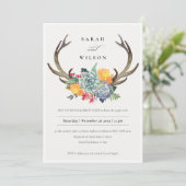 FLORAL SUCCULENT ANTLER BOHEMIAN ALLURE VERLOVING KAART (Staand voorkant)