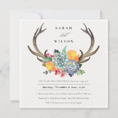 FLORAL SUCCULENT ANTLER BOHEMIAN ALLURE VERLOVING KAART (Voorkant)