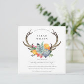 FLORAL SUCCULENT ANTLER BOHEMIAN VRIJGEZELLENFEEST KAART (Staand voorkant)