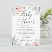 Floral Succulent Baby Shower | Elegant Boho Cactus Kaart (Staand voorkant)