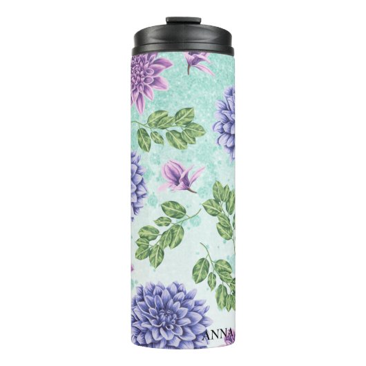 *~* Floral Succulent Glitter Girly Thermosbeker (Voorkant)