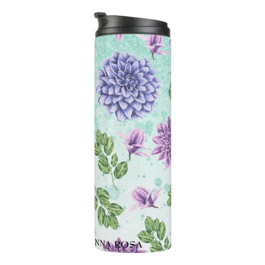 *~* Floral Succulent Glitter Girly Thermosbeker (Geroteerd rechts)