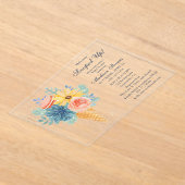 Floral Succulent Macaron Vrijgezellenfeest Acryl Uitnodigingen (Laagn)