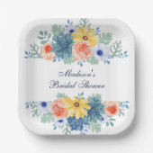 Floral Succulent Macaron Vrijgezellenfeest Papieren Bordje (Voorkant)