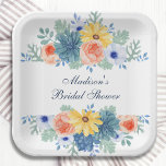 Floral Succulent Macaron Vrijgezellenfeest Papieren Bordje<br><div class="desc">Floral Succulent Macaron Vrijgezellenfeest Paper Party Paper Borden bevat elegante waterverf bloemen op een witte achtergrond. Personaliseer door de tekst in de tekstvakjes uit te geven. Ontworpen voor u door ©Evco Studio www.zazzle.com/store/evcostudio</div>