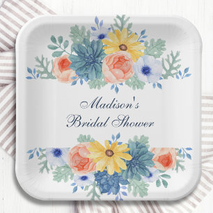 Floral Succulent Macaron Vrijgezellenfeest Papieren Bordje