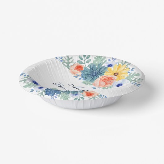 Floral Succulent Macaron Vrijgezellenfeest Papieren Kommen (Gebogen)