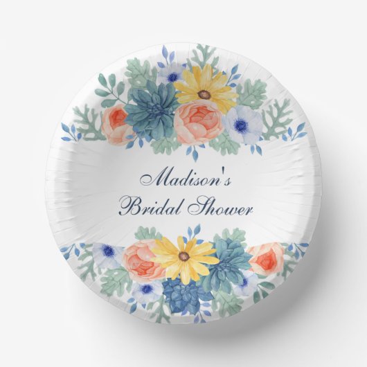 Floral Succulent Macaron Vrijgezellenfeest Papieren Kommen (Voorkant)