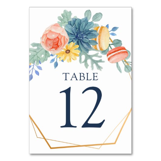 Floral Succulent Macaron | Weddenschap Kaart (Achterkant)