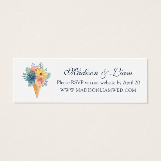 Floral Succulent Macaron Wedding RSVP-kaarten Mini Visitekaartjes (Voorkant)