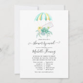 Floral Succulents Parachute Baby shower per mail Kaart (Voorkant)