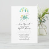 Floral Succulents Parachute Baby shower per mail Kaart (Staand voorkant)