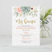Floral Succulents Quinceañera uitnodiging (Staand voorkant)