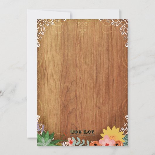 Floral Succulents Rustic Wedding Invitation Kaart (Achterkant)