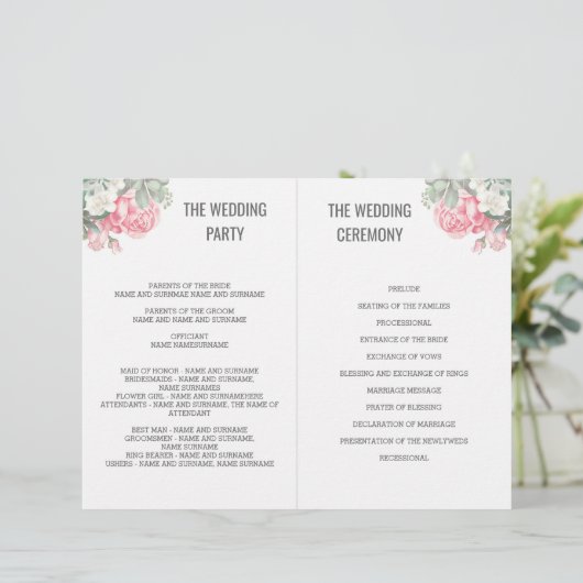 Floral Succulents Wedding Fan Programs (Staand voorkant)