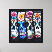 Floral Sugar Skull  Canvas Afdruk (Voorkant)