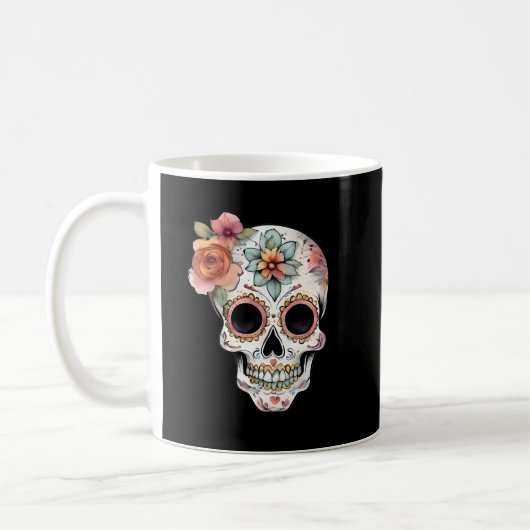 Floral Sugar Skull Celebration Koffiemok (Links)