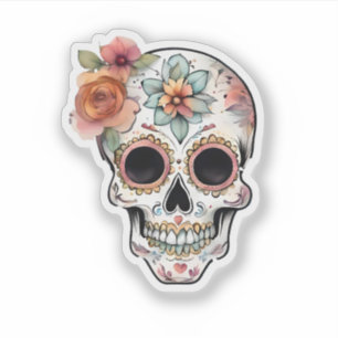 Floral Sugar Skull Celebration Sticker