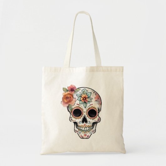 Floral Sugar Skull Celebration Tote Bag (Voorkant)
