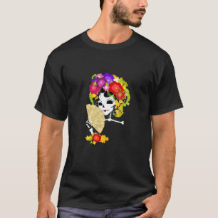 Floral Sugar Skull Colorful Flowers Graphic T-shir T-shirt