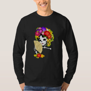 Floral Sugar Skull Colorful Flowers Graphic T-shir T-shirt