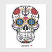 Floral Sugar Skull Custom-Cut Vinyl Sticker (Vel)