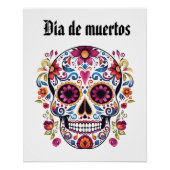 Floral Sugar Skull, Dag van het dode glanzende Pos Perfect Poster (Voorkant)