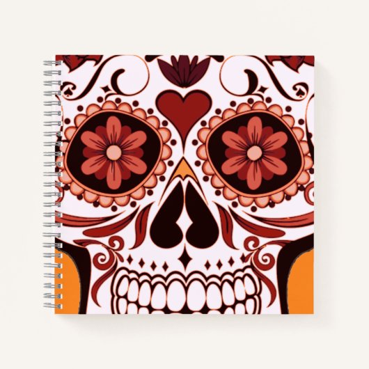 Floral Sugar Skull Day of the Dead Art Notitieboek (Voorkant)