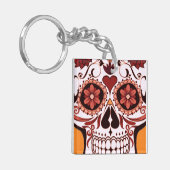 Floral Sugar Skull Day of the Dead Art Sleutelhanger (Voorkant Links)